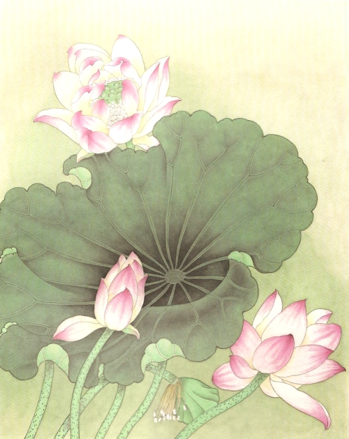 Le lotus en peinture chinoise gongbi, étape 5