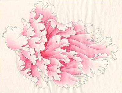 Le pivoine en peinture chinoise gongbi, la fleur étape 3