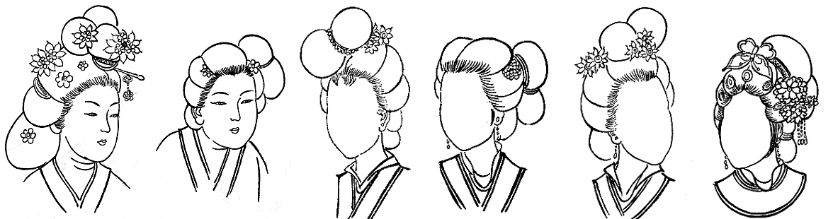 Peinture chinoise gongbi : Coiffure pour les femmes de la noblesse