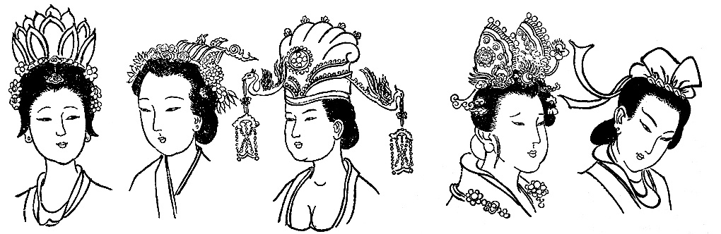 Peinture chinoise gongbi : Coiffure pour les impératrices, concubines ou princesses