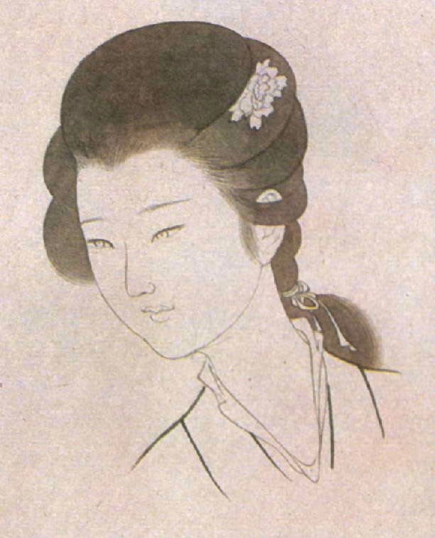 Peinture chinoise gongbi : la tête, étape 1.