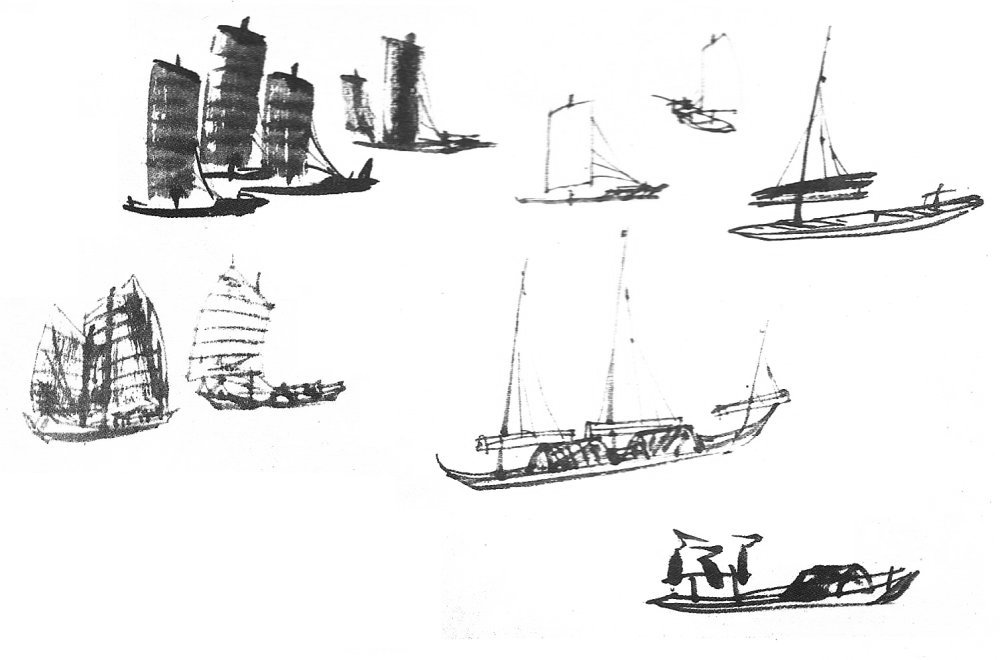 Peinture chinoise : les bateaux