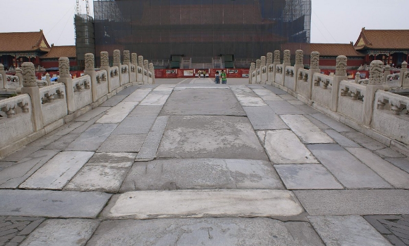Beijing, Pékin, Le pont central des Eaux d'or de la porte de l'Harmonie Suprême de la Cité Interdite
