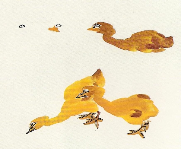 Les canetons en peinture chinoise xieyi