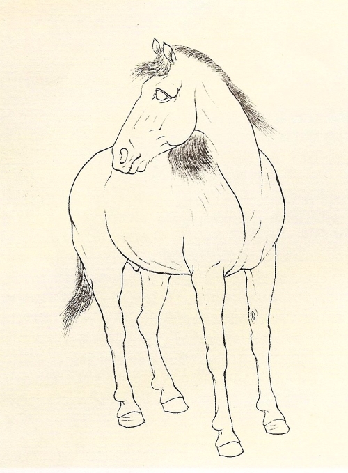 Le cheval en peinture chinoise gongbi, étape 1.