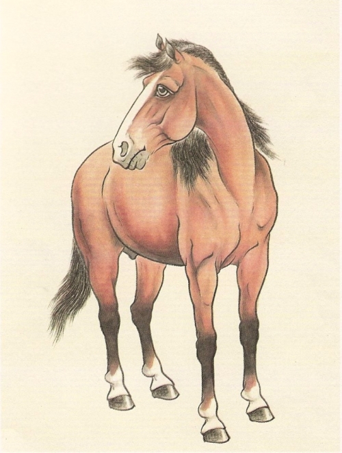 Le cheval en peinture chinoise gongbi, étape 4.