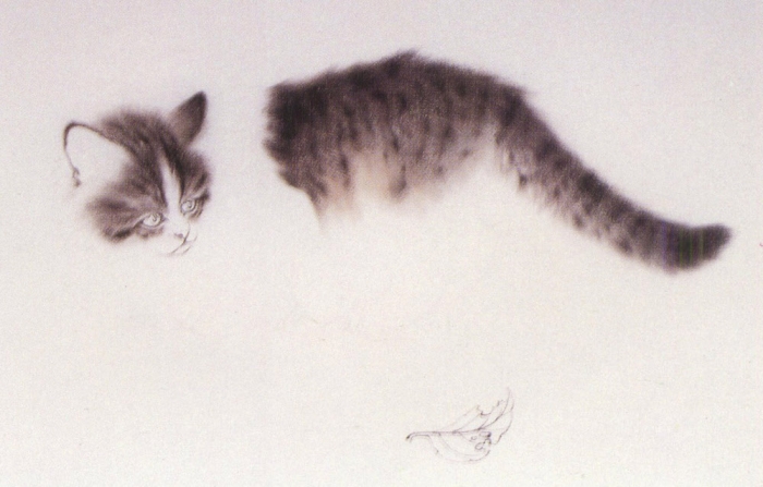 Le chat en peinture chinoise gongbi, étape 2.