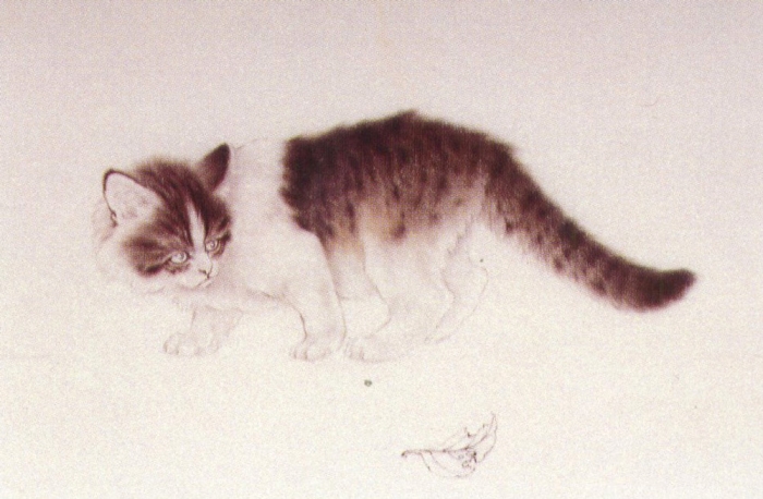Le chat en peinture chinoise gongbi, étape 3.