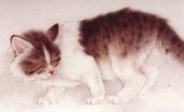 Le chat en peinture chinoise gongbi, étape 4.