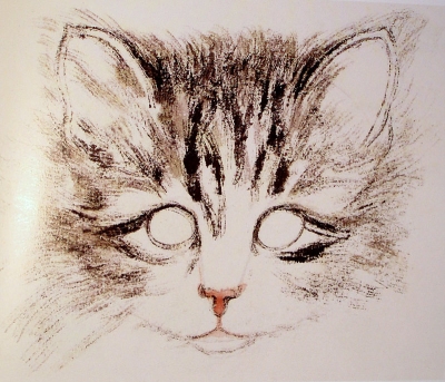 La tête du chat en peinture chinoise xieyi, étape 3.