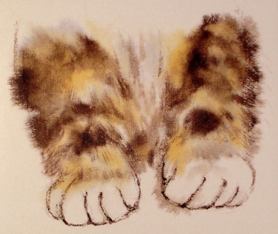 Les pattes du chat en peinture chinoise xieyi, étape 2.