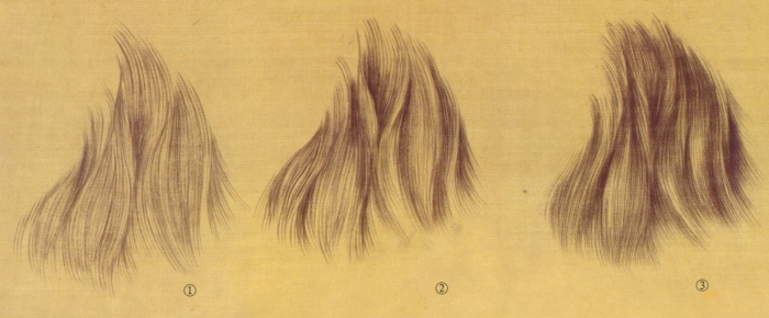 Les poils des animaux en peinture chinoise xieyi, modèle 1.