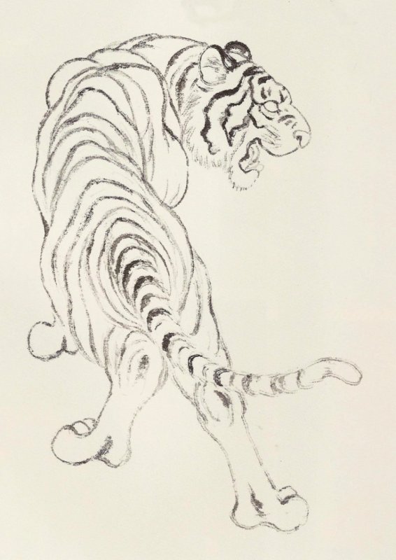 Le corps du tigre en peinture chinoise xieyi, étape 1.