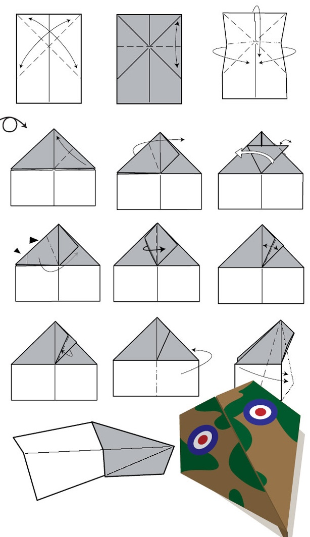 Origami d'avion, modèle Gomez