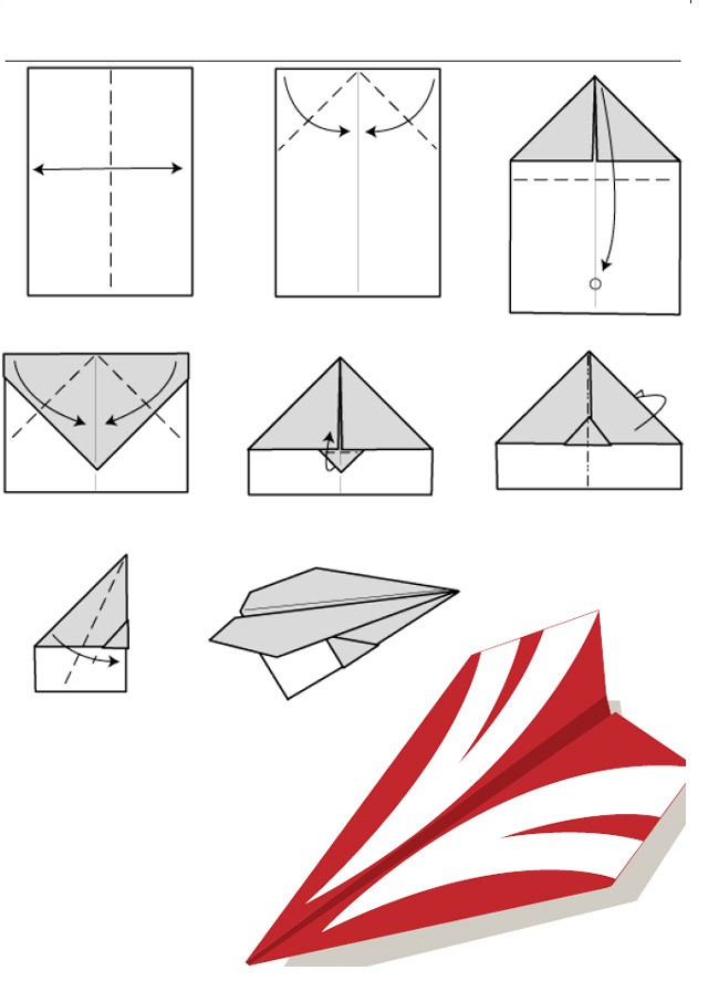 Origami d'avion planeur : modèle de base n°2