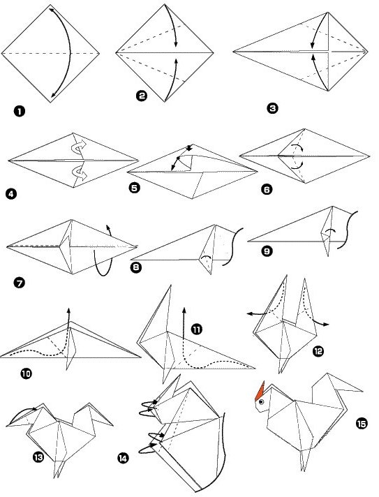 Origami de coq 