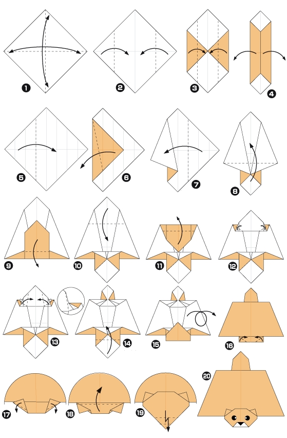 Origami d'écureil volant