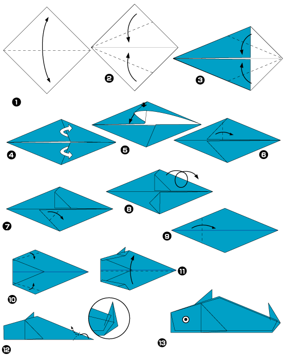 Diagramme d'origami de baleine