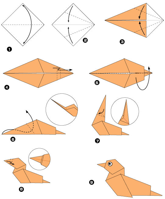 Diagramme d'origami de canard