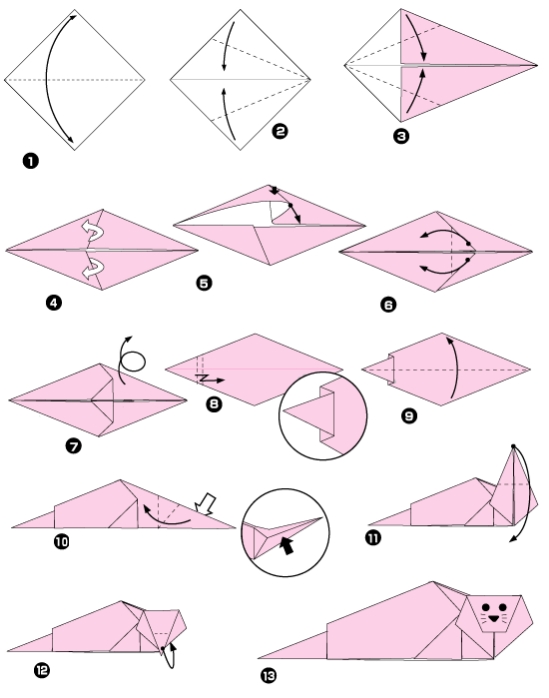 Diagramme d'origami de phoque
