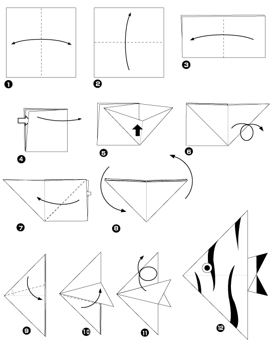 Diagramme d'origami de poisson