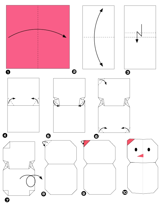 Origami de bonhomme de neige 1
