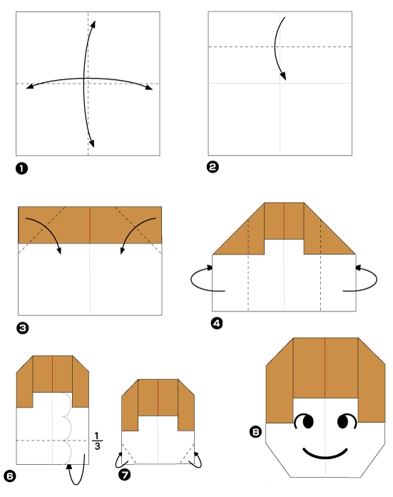Origami de tête de fille