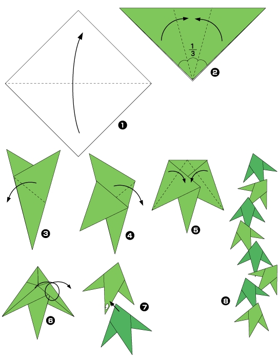 Origami de guirlande de feuilles