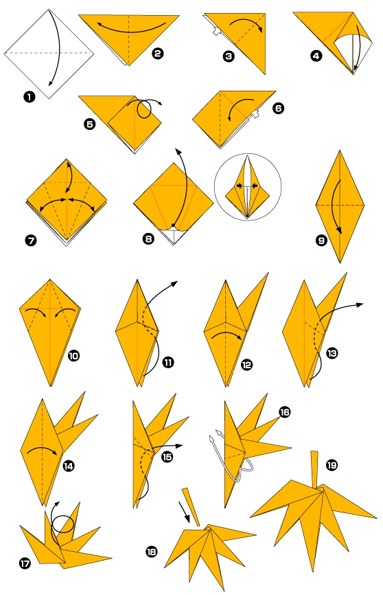 Diagramme d'origami de feuille d'érable