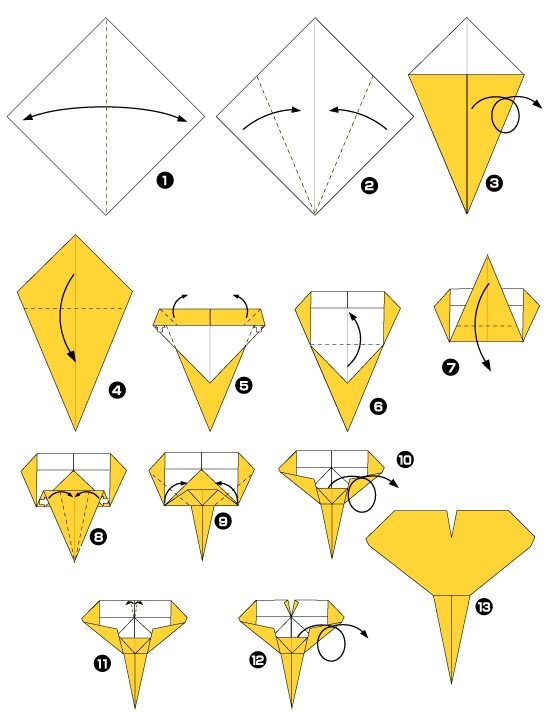 Diagramme d'origami de feuille de ginkgo