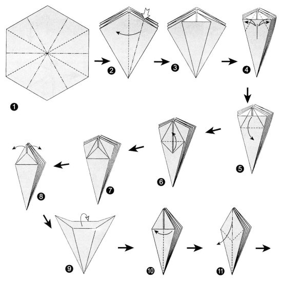 Diagramme d'origami de jacinthe