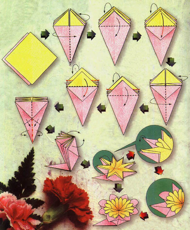 Diagramme d'origami d'œillet