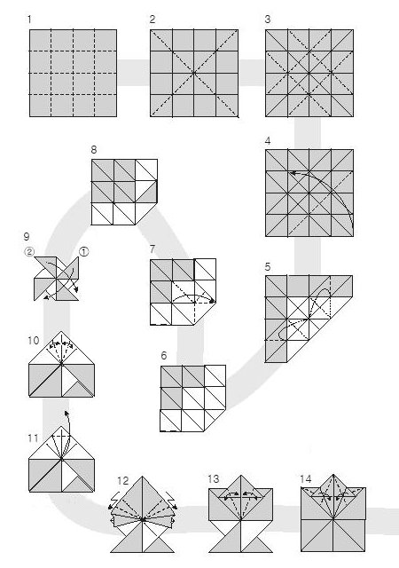 Diagramme d'origami de petites feuilles d'érable 1