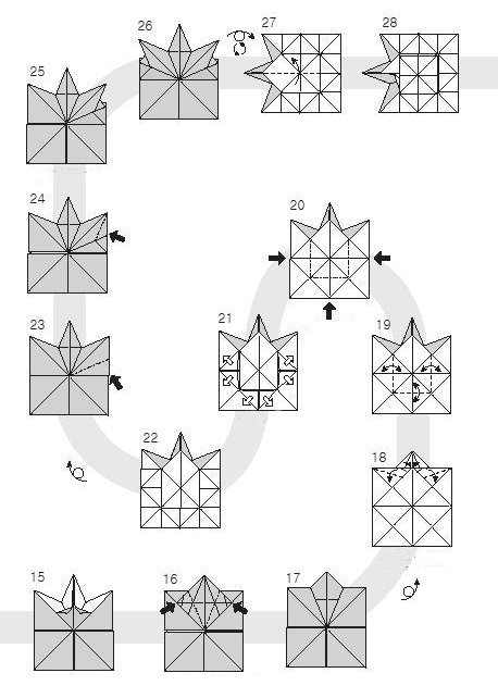 Diagramme d'origami de petites feuilles d'érable 2