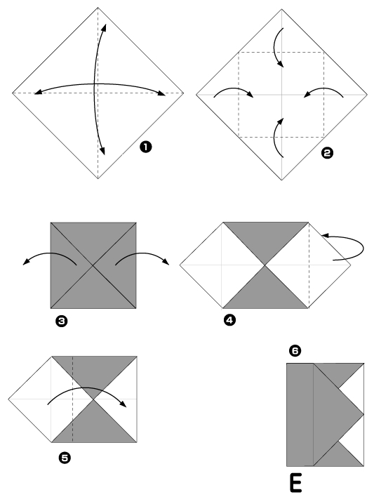 Origami de I love U : la lettre E