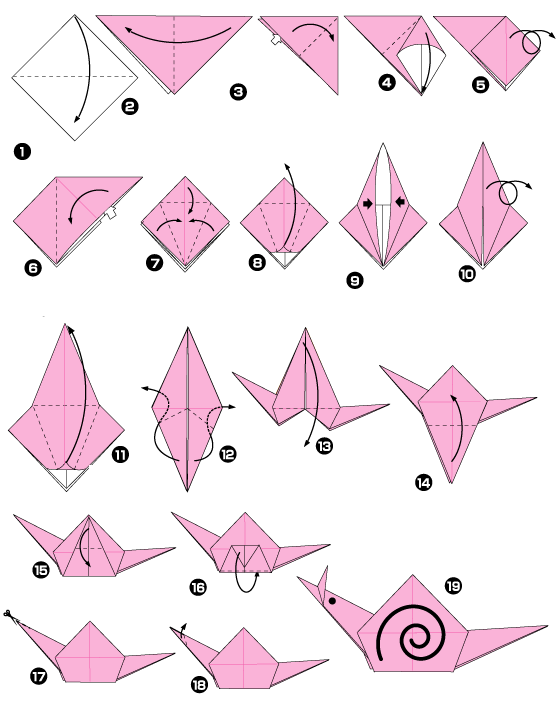 Diagramme d'origami d'escargot 