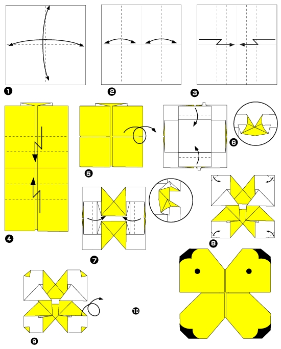 Diagramme d'origami de papillon