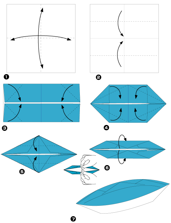 Paper sailboat origami