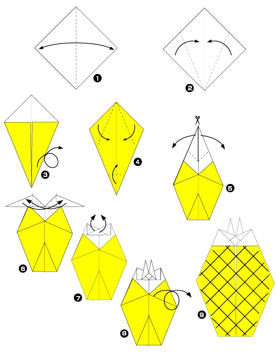 Diagramme d'origami d'ananas