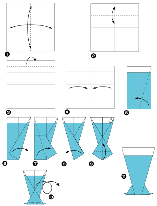 Diagramme d'origami de cocktail