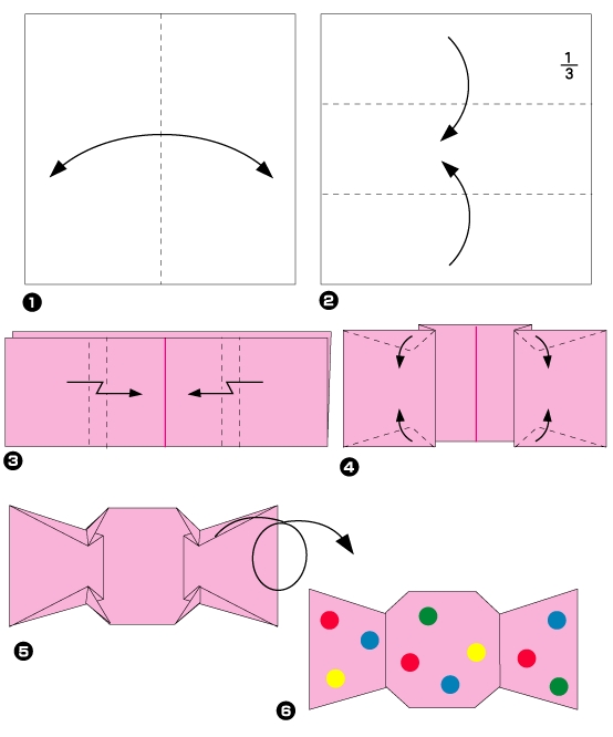Diagramme d'origami de bonbon