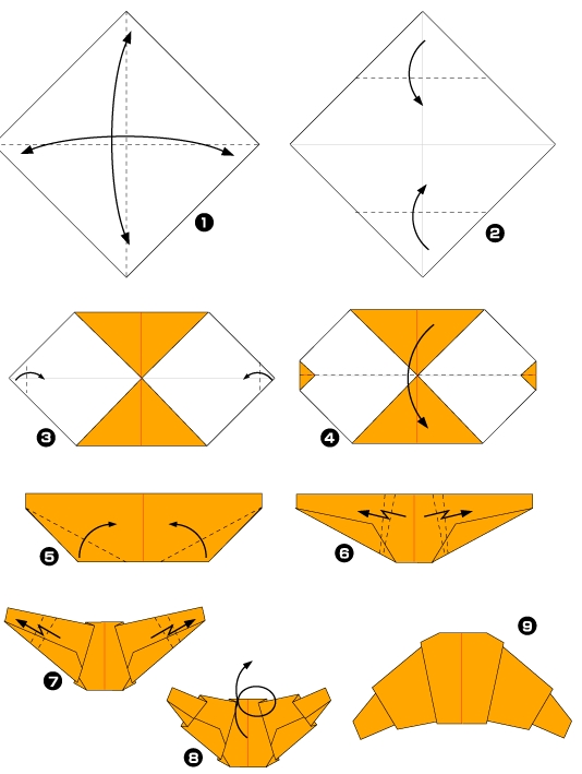 Diagramme d'origami de croissant