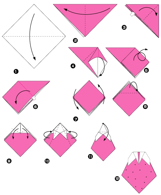 Diagramme d'origami de fraise