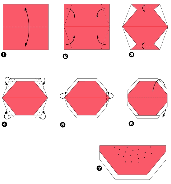 Diagramme d'origami de pastèque