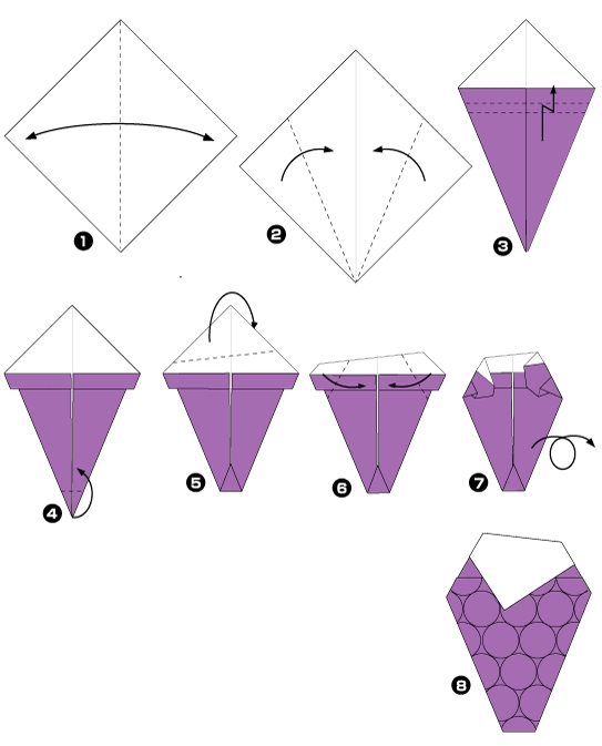 Diagramme d' Origami de raisins