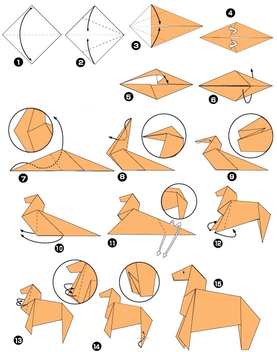 Diagramme d'origami de cheval