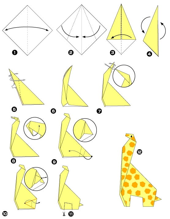 Diagramme d'origami de girafe