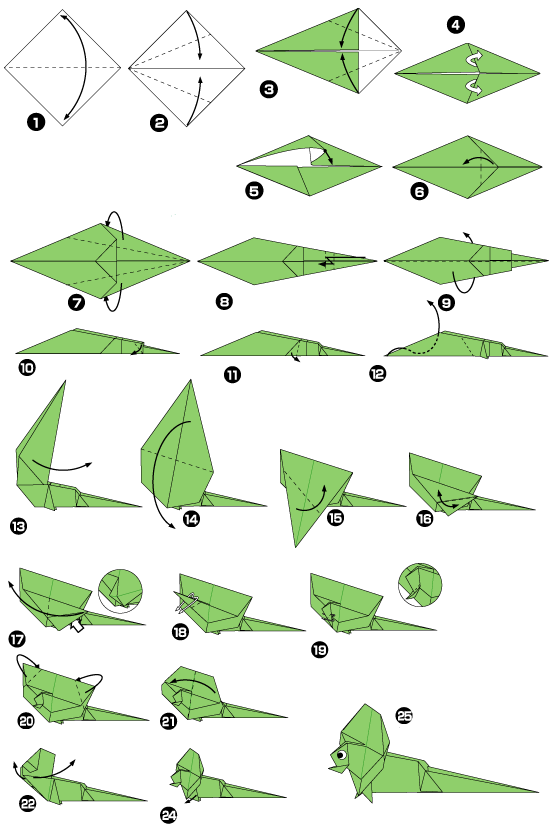 Diagramme d'origami de lézard