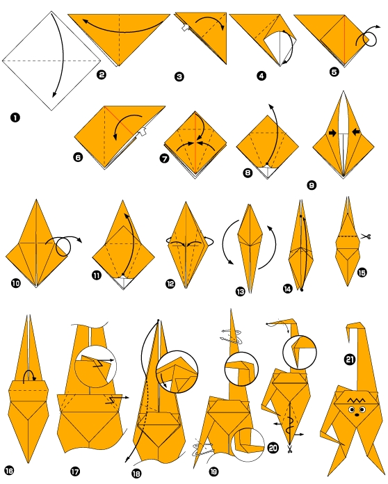 Diagramme d'origami de singe