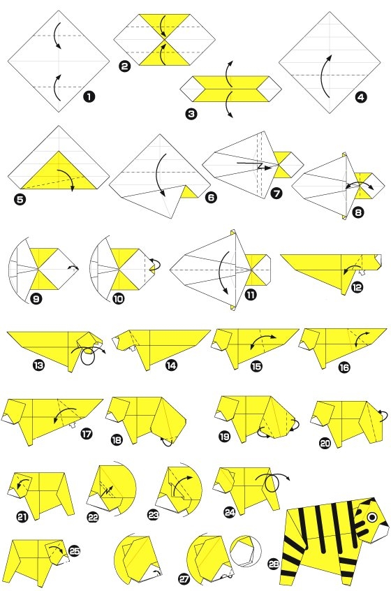 Diagramme d'origami de tigre 